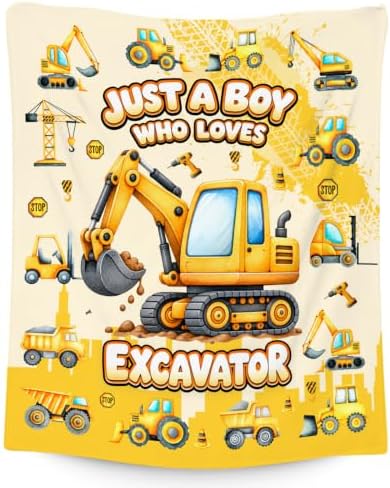 Excavator Blanket Gifts, Kids Construction Truck Blankets for Boys