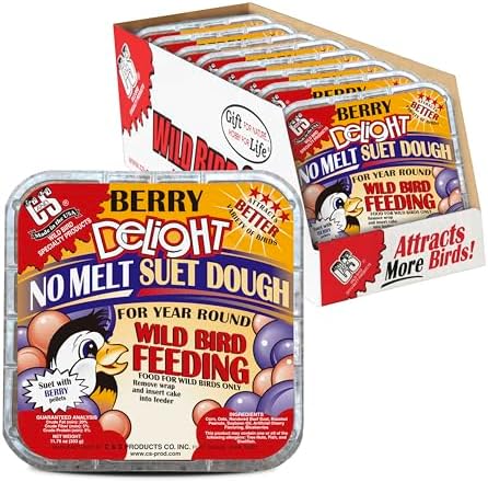 C&S Berry Delight No Melt Suet Dough, Suet Cakes for Wild Birds