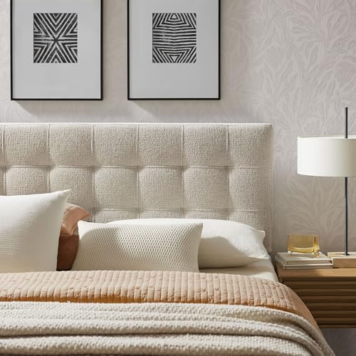 Modway Lily King Size Headboard with Biscuit Tufting in Dove Gray - Fabric Upholstery with Padded Design and 5 Height-Adjustable Mounts