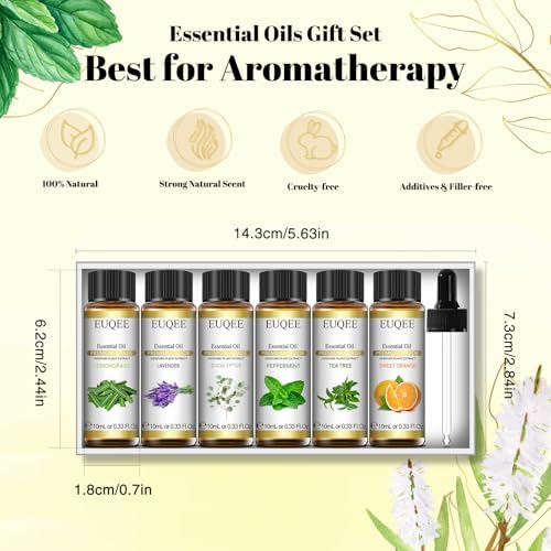 EUQEE 6 Pcs Pure Classic Essential Oils Set for Candle Making, Soap Making