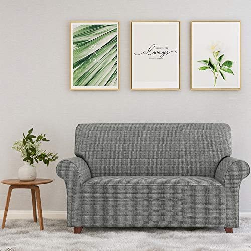 ZNSAYOTX Loveseat Covers High Stretchy Spandex Pet Friendly Sofa Slipcover 1 Piece Non Slip Couch Furniture Protection Covers (Black and White, Loveseat)
