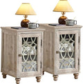 Joaxswe Narrow Side Table Set 2 with Glass Door Storage