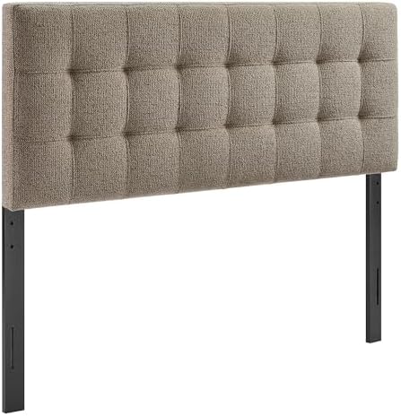 Modway Lily Full Size Headboard with Biscuit Tufting in Taupe - Fabric Upholstery with Padded Design and 5 Height-Adjustable Mounts