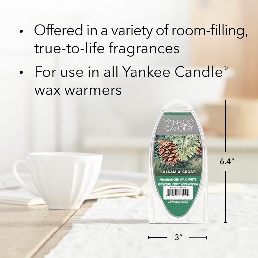Yankee Candle Scented Wax Melts for Wax Warmers, Long Lasting Home Fragrance, Odor Eliminating_Wax Cubes, Balsam & Cedar, 6 Count (Pack of 36)