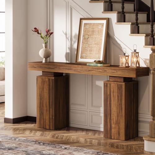 Tribesigns 63-in Long Console Table, Farmhouse Entryway Table(Rustic Brown)