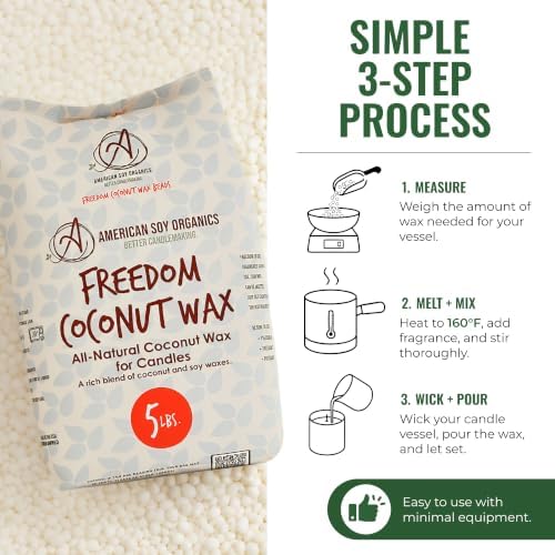 American Soy Organics Freedom Coconut Soy Wax Beads, Candle Wax, 5 lbs
