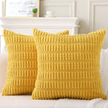 2 Pack Corduroy Decorative Throw Pillow with Inserts, 18x18 Inch Soft Boho Throw Pillow, Square Striped Throw Pillows for Couch, Bed, Sofa Decor