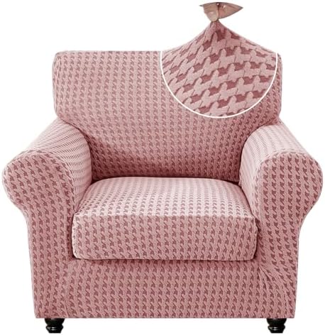 MAXIJIN 2 Pieces Stretch Chair Cover Armchair Covers for Living Room Thick Soft Chair Slipcovers with Arms Dogs Pet Single Sofa Couch Protector with Elastic Bottom (Pink, 31"-46")