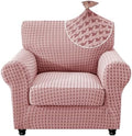 MAXIJIN 2 Pieces Stretch Chair Cover Armchair Covers for Living Room Thick Soft Chair Slipcovers with Arms Dogs Pet Single Sofa Couch Protector with Elastic Bottom (Pink, 31"-46")