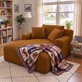 66" Chaise Lounge Chair Indoor, Corduroy Upholstered Reading Chair Oversized Boneless Chair with Deep Seat, Cloud Lounge Chair with 3 Pillows for Living Room, Bedroom, No Assembly Required