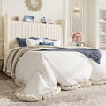 SHA CERLIN Full Size Velvet Bed Frame with Shelf, Charging Station, Cream