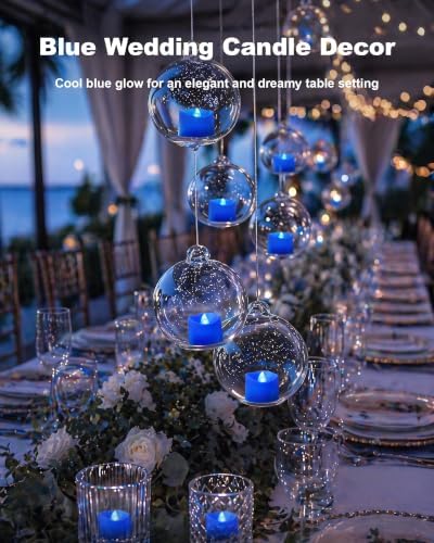 Homemory 24-Pack Blue Flameless Battery Tea Light Candles, 200+ Hours