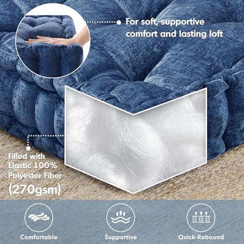 Intelligent Design Floor Pillow, Large Cushion for Meditation, 20x20 Navy