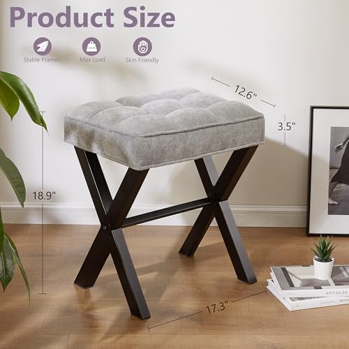 Royal Windsor Vanity Stool,Small Makeup Chair with Metal X Legs