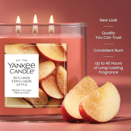 Yankee Candle Sugared Cinnamon Apple Scented Candle, 14.5oz 3-Wick