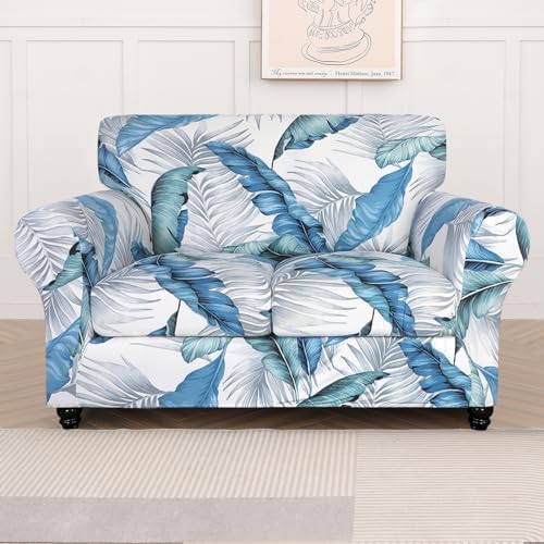 SearchI Stretch Sofa Cover Printed Couch Cover, Floral Pattern 3 Pieces Loveseat Slipcover with 2 Separate Cushion Cover, Washable Furniture Protector for Living Room(Loveseat, Summer Pattern)