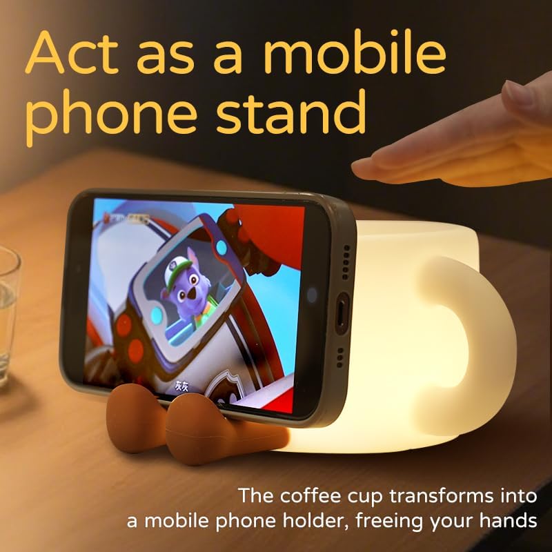Coffee Cup Night Light,7 Colors Dimmable Bedside Lamp