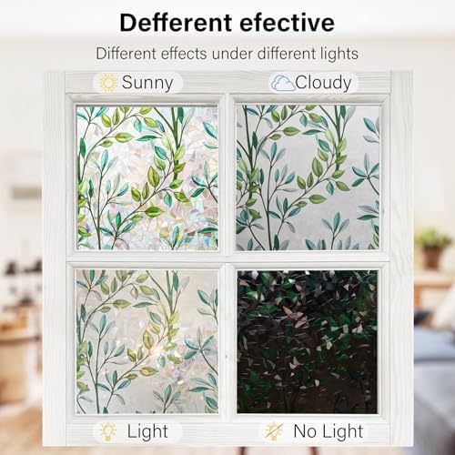 Ranzdn Window Privacy Film, Stained Glass Static Cling, 45.2" x 157.4"