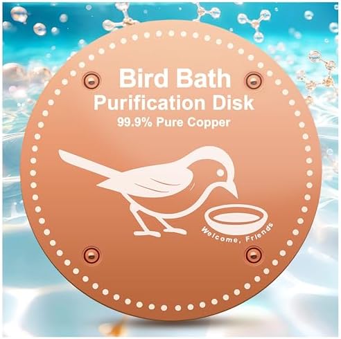 OICEME Bird Bath Purification Disc Pure Copper Outside Winter Solar Power Birdbath Disk Heater Deicer Cage Hanging Bowl Metal Warmer Railing Glass Concrete Ceramic Stone Stand Water Fountain Station