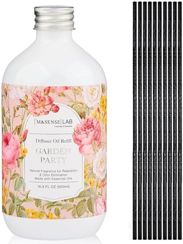 M&SENSE Reed Diffuser Set, Garden Party, 17oz Natural Essential Oil