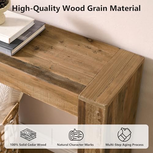 Reclaimed Solid Wood Console Table, 63" Long Farmhouse Entryway Table