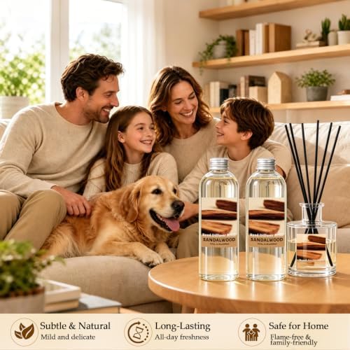SCENTORINI Sandalwood Diffuser Reed Diffuser Refill Oil, 33.81 Fl Oz