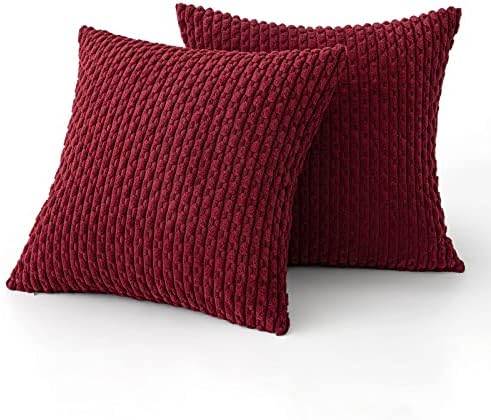 MIULEE Christmas Decorative Throw Pillow Covers 18x18 Burgundy Textured