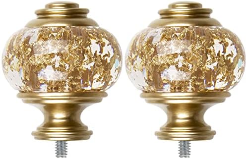 USFOOK Replacement Finials for Curtain Rods (1 or 7/8 Inch), Luxury Gold