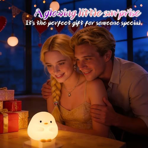 Rytinazzz Silicone Night Light for Baby, 50H Long Battery Duck Lamp, Gift for Kids, Soft Safe Nursery Light, Rechargeable Tap Control, Dimmable Bedside Lamp