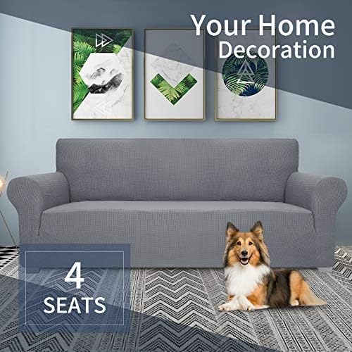 JIVINER High Stretch Couch Covers for 3 Cushion Couch 1-Piece Extra Large Sofa Covers with Elastic Bottom Anti Slip Oversized Sofa Slipcover Furniture Protector for Pets (XL Sofa, Light Gray)
