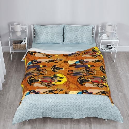 Black Women Fleece Throw Blanket Ultra Soft Cozy Ethnic African American Decorative Flannel Blanket for Home Bed Couch Chair Travel 60x50in
