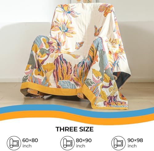 Boho Floral Large Throw Blanket for Bed Couch 60"x80"