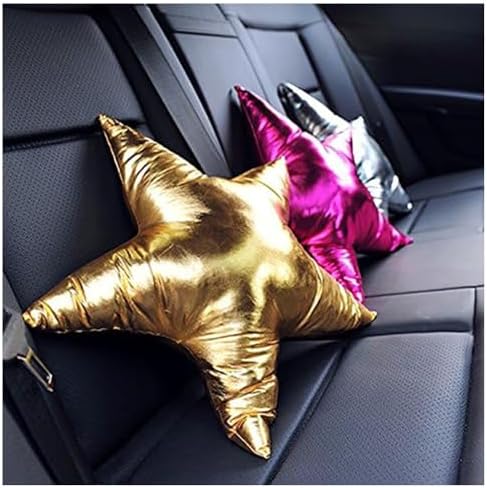 Golden Star Decorative Throw Pillow, Adorable Star Accent Cushion for Bed Couch Sofa, Waist Cushion for Car Seat Back Support, Photography Prop and Home Decor