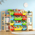 Large Toy Storage Organizer Kids Toy Organizer and Bookshelf Combo with 12 Bins and 6 Shelves Toy Organization Box Toy Shelf for Playroom, Bedroom, Nursery