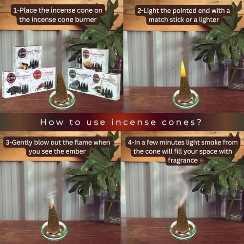 Trumiri Woody Incense Cones - Variety Pack - Total 60 Cone Incense (6 Scents x 10 Conos) - White Sage, Palo Santo, Dragons Blood, Sandalwood - Inscents-Cones Scented - Insense Cones - Incent Cone
