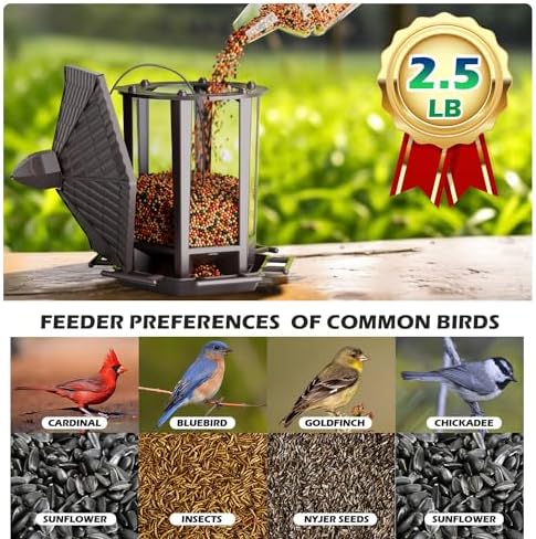 Birdream 2 Pack Bird Feeders for Outdoor, Retro Pagoda Design Fun Installation, Garden Gifts Hanging Bird Feeders for Garden Yard Outside Decoration Bird Watchers - Brown