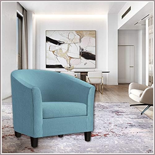2 Piece Tub Chair Covers with Cushion Cover, Stretch Jacquard Furniture Cover,Armchair Protector Slipcover Removable Machine Washable (Sky Blue)