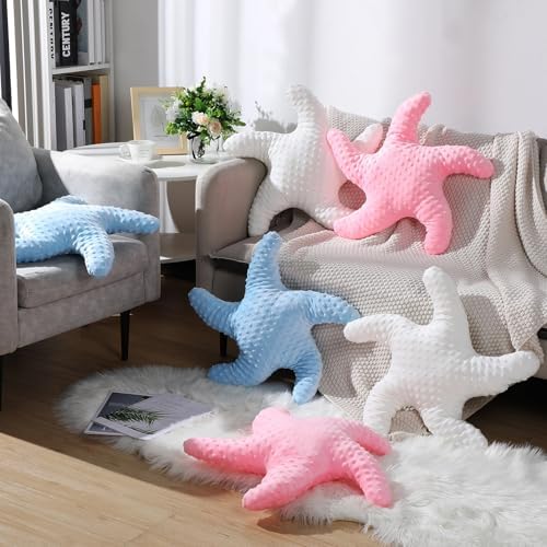 Fumete Starfish Pillow Beach Starfish Shaped Throw Pillows 20'' Stuffed Animal Cute Plush Coastal Decor Ocean Star Pillow Plush Cushion for Bedroom Living Room Sofa Couch(Pink,2 Pcs)