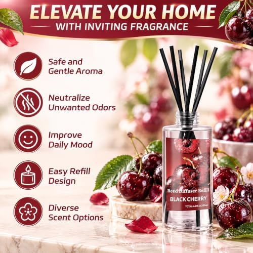 SCENTORINI Reed Diffuser Oil Refill, Black Cherry Diffuser Oil 6.76 Fl Oz