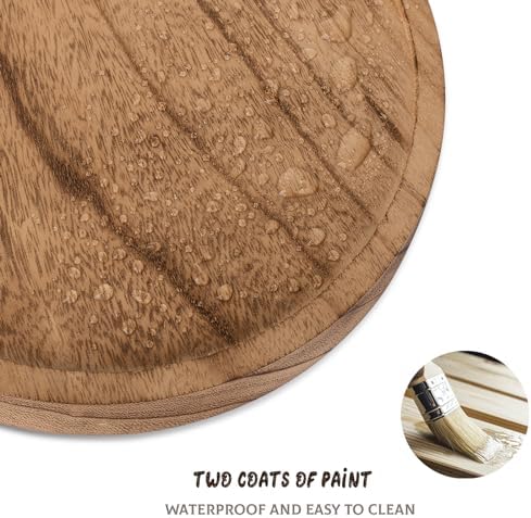 Round Decorative Tray Farmhouse Kitchen Decor Soap Dish, 9" Brown