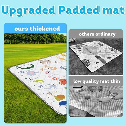 Baby Play Mat, Thick & Soft 50" X 50" Playpen mat (Animal Alphabet-A)