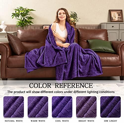inhand Fleece Throw Blanket, Super Soft Fuzzy Blanket for Couch Sofa Bed Office, Cozy Plush Fleece Blanket Throw Size, Washable Lightweight Flannel Blankets Throw for All Season(50”x60”,Purple)
