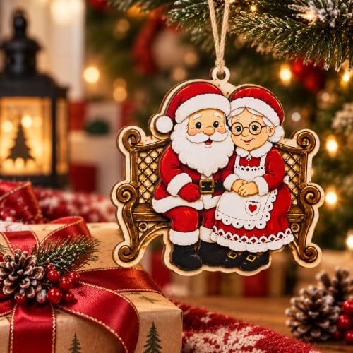 Santa and Mrs. Claus Christmas Tree Ornament 2026, Vintage Christmas Ornament, Traditional Christmas Decor, Cute Holiday Ornament, for Women, Friends, Family