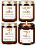 Yinuo Candle Scented Candles Gift Set, 4 Pack 28 oz Wooden Wick Soy Candles