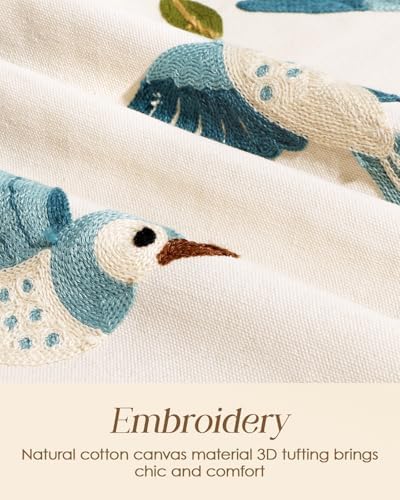 Miss Adola Embroidered Canvas Table Runner 13"x72", Bird Harmony