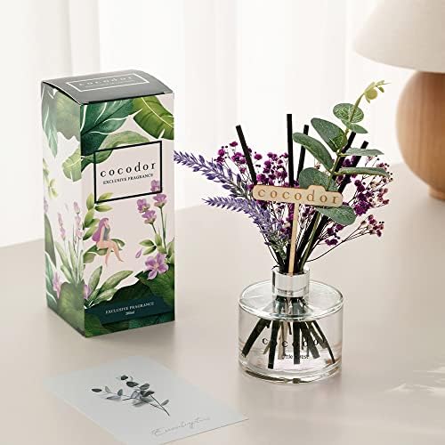 COCODOR Lavender Reed Diffuser/White Jasmine/6.7oz/1Pack / Home Fragrance Scent Essential Oil Stick Diffuser for Bedroom Bathroom Home Decor for Women