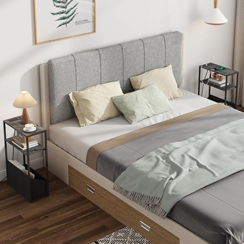 TUTOTAK Narrow Side Table with Charging Station, Slim End Table