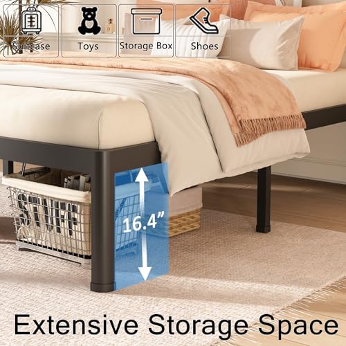 18 Inch Twin XL Metal Bed Frame with Round Corner,Mattress Stopper