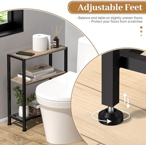Narrow Side Table, 2-Tier Small End Table, Slim Nightstand