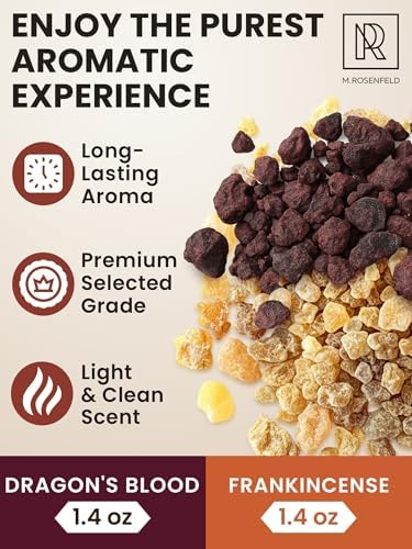 Frankincense Oman & Dragon's Blood Resin Incense Set - 100% Natural Aromatic Tree Gum Sap, Purifies Space & Protects Energy - 2 x 40g